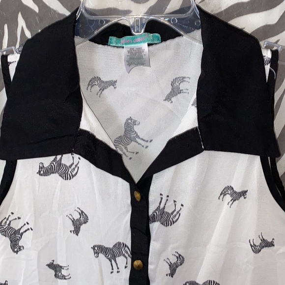 Sheer Zebra Button Down Top - Picture 2 of 3